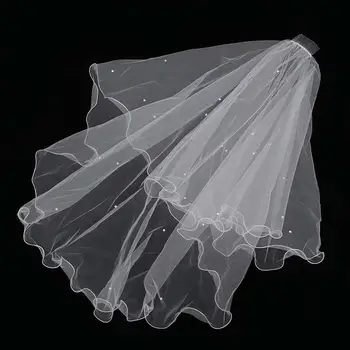 

New Lace Long Bride Wedding Veil Wedding Gauze Sequins Lace White Dress Wedding Accessories with Siliver Metal Comb