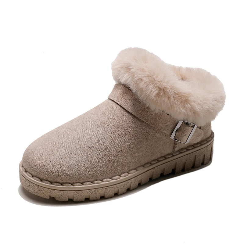Beige Weweya/мягкие теплые ботинки на платформе из нубука Женская осенне-зимняя обувь женские зимние ботильоны розовые ботинки с искусственным мехом матовые ботинки с пряжкой и бантом - Цвет: Beige