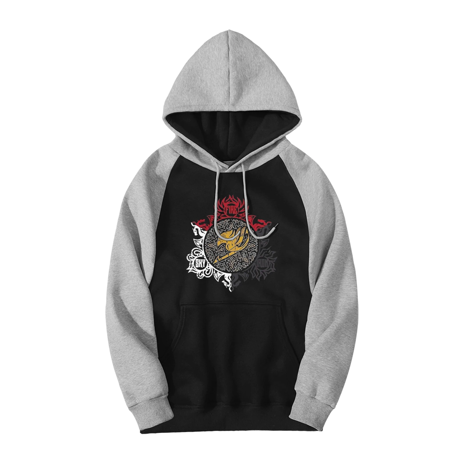 

2019 Autumn Winter Fairy Tail Japanese Anime Print Fitness Raglan Hoodies Men Loose Fit Fleece Fashion Harajuku Male Sweatshirt