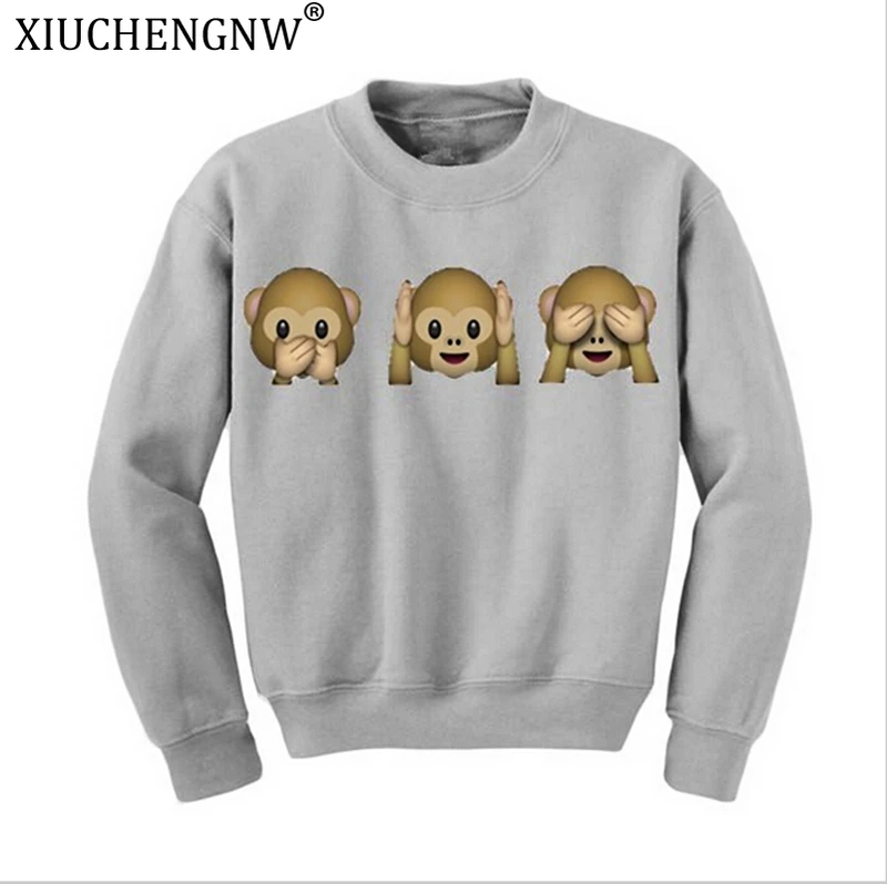 

Women Fluffy Hoodie Sweatshirt O-Neck Long-Sleeve Casual Kawaii Cartoon Monkey Cropped Couple Crop Hoody Girls Clothes Sudaderas