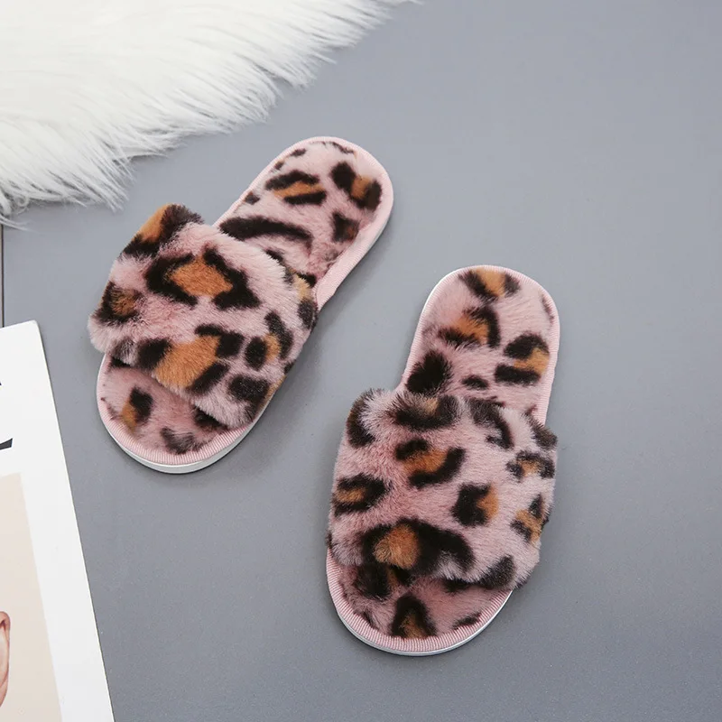Kids Slippers Faux Fur Child girls plush slippers Home Indoor children Shoes Flat cute kid Baby Shoes for Girls Boys