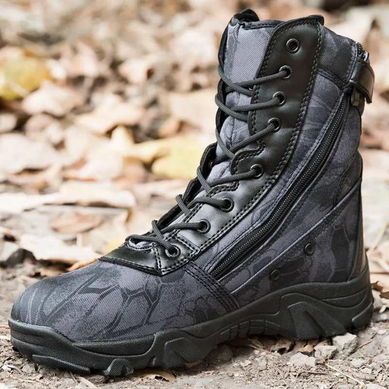 Botas militares para hombre, calzado táctico de combate, botines de trabajo del ejército, Botas de nieve de cuero, para invierno y otoño