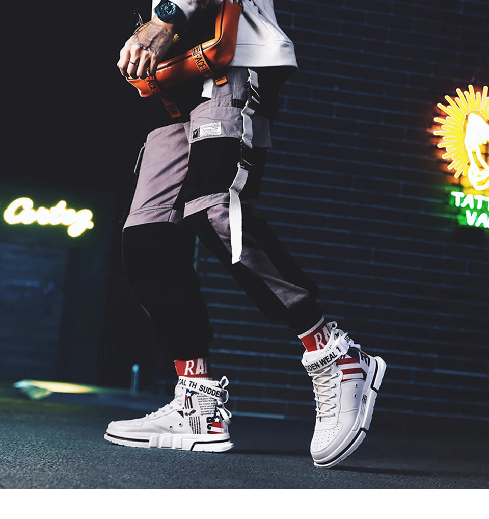 VESONAL, весенние легкие кожаные высокие кроссовки с принтом, мужская повседневная обувь в стиле хип-хоп, рок, дышащая Мужская Уличная обувь