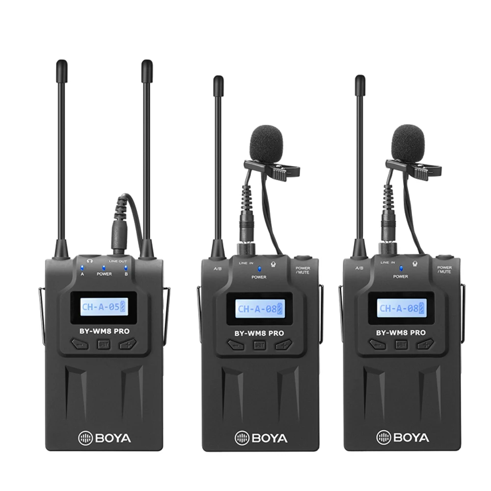 BOYA BY-WM8 Pro UHF беспроводной микрофон Двухканальный для Canon Nikon sony DSLR камеры видеокамеры ENG фильм Vlog видео микрофон