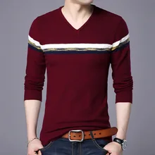Новые осенние повседневные мужские свитера с v-образным вырезом Slim Fit Лоскутные мужские свитера хлопковые пуловеры мужские свитера с v-образным вырезом
