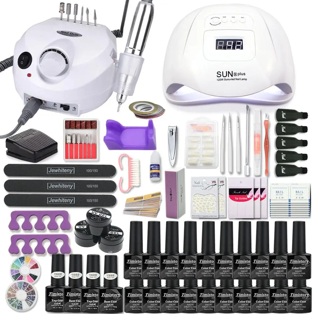 Billige Nagel Set für Maniküre Kit Gel Nagellack Set mit 35000 20000RPM Nagel Bohrer Maschine 120 54W Nagel Lampe Nagel Kunst Werkzeuge
