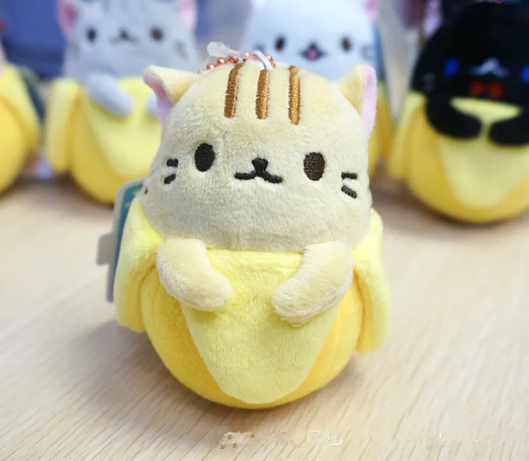 Новинка, плюшевая игрушка Bananya Banana Cat, мягкая кукла в виде животного, 9 см, брелок, аниме, детские куклы, Peluche Brinquedos, детские подарки - Цвет: Yellow