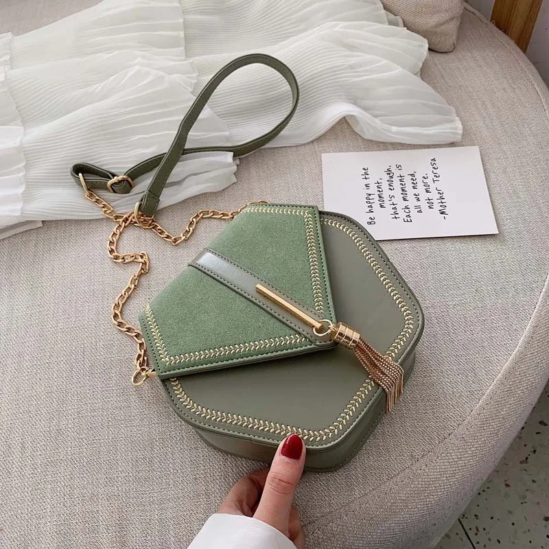 

Nubuck PU Leather Women Messenger Bag Brand Designer Suede Chain Shoulder Bag Fashion Luxury Metal Tassel Small Square Handbag