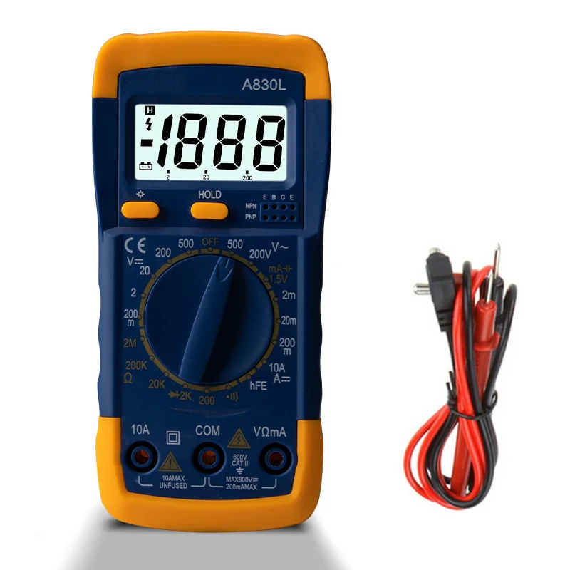 

1PCS A830L LCD Digital Multimeter AC DC Voltage Diode Freguency Multitester Current Tester Luminous Display with Buzzer Function