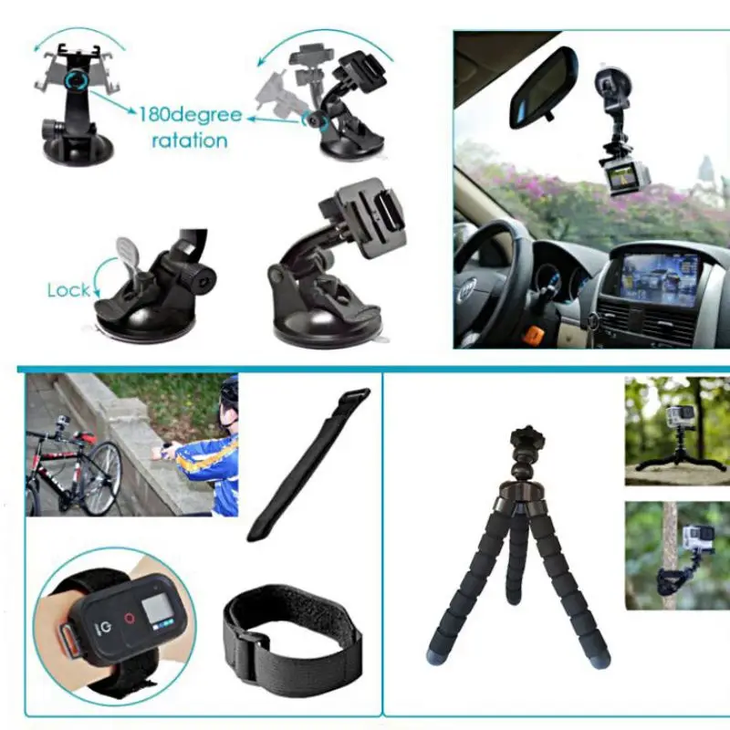 50 в 1 Набор аксессуаров для экшн-камеры GoPro Hero набор аксессуаров для GoPro Hero 8 7 6 5 4 Yi и многое другое с чехол для переноски