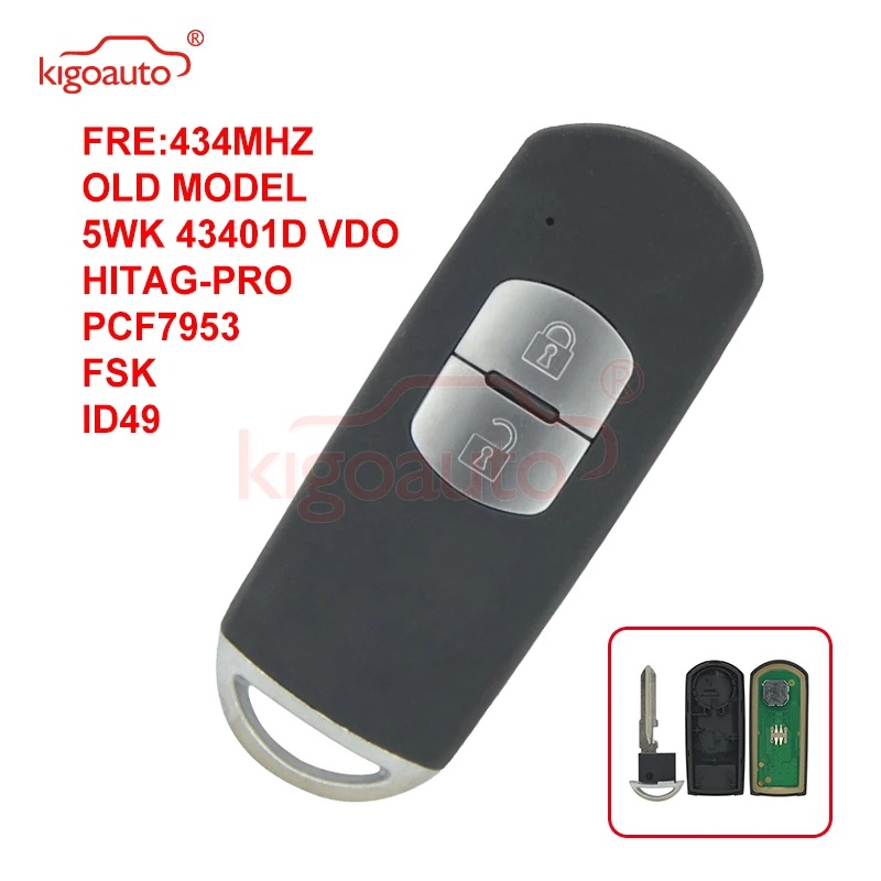 Kigoauto Old Model 433mhz 5WK 43401D VDO Smart Car Key 2 Button For Mazda CX 5 CX-5 2010 2011 2012 2013