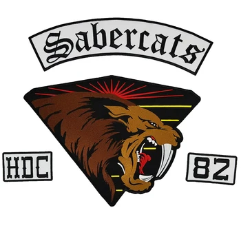 

Sabercats Embroidery Clothes Patch Appliqued Motorcycle Biker Rider Jacket Vest Iron on Thermal Sticker on Clothing Accessories