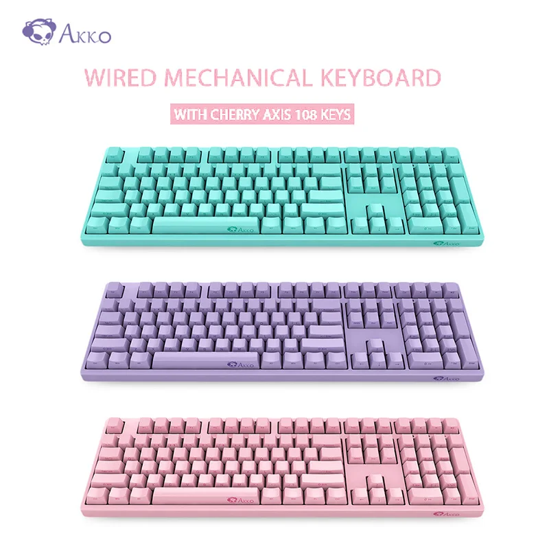 

Original AKKO 3108 Wired Mechanical Keyboard Cherry Axis 108Keys PBT Side Engraved Game DIY Backlight Anti-Ghosting Keys
