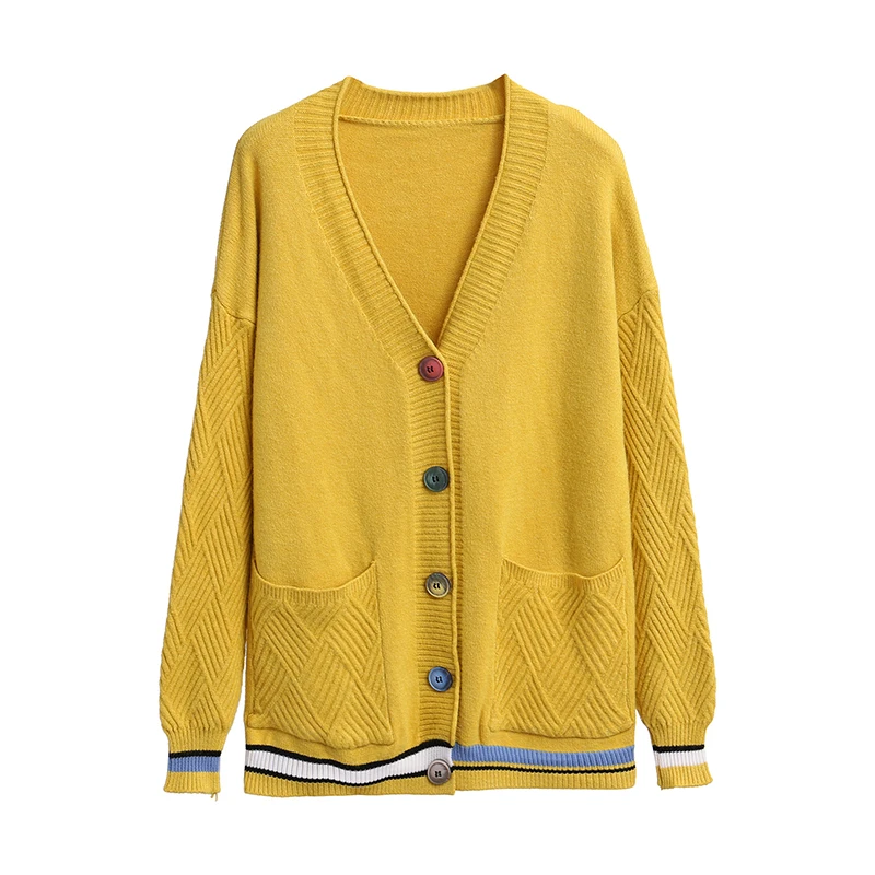 6 Colors Kintted Women Sweater Loose Pockets V-neck Long Sleeve Cardigan Knitwear Fashion Autumn Winter Sweaters Black Blue Red 6 Colors Kintted Women Sweater Loose Pockets V-neck Long Sleeve Cardigan Knitwear Fashion Autumn Winter Sweaters Black Blue Red