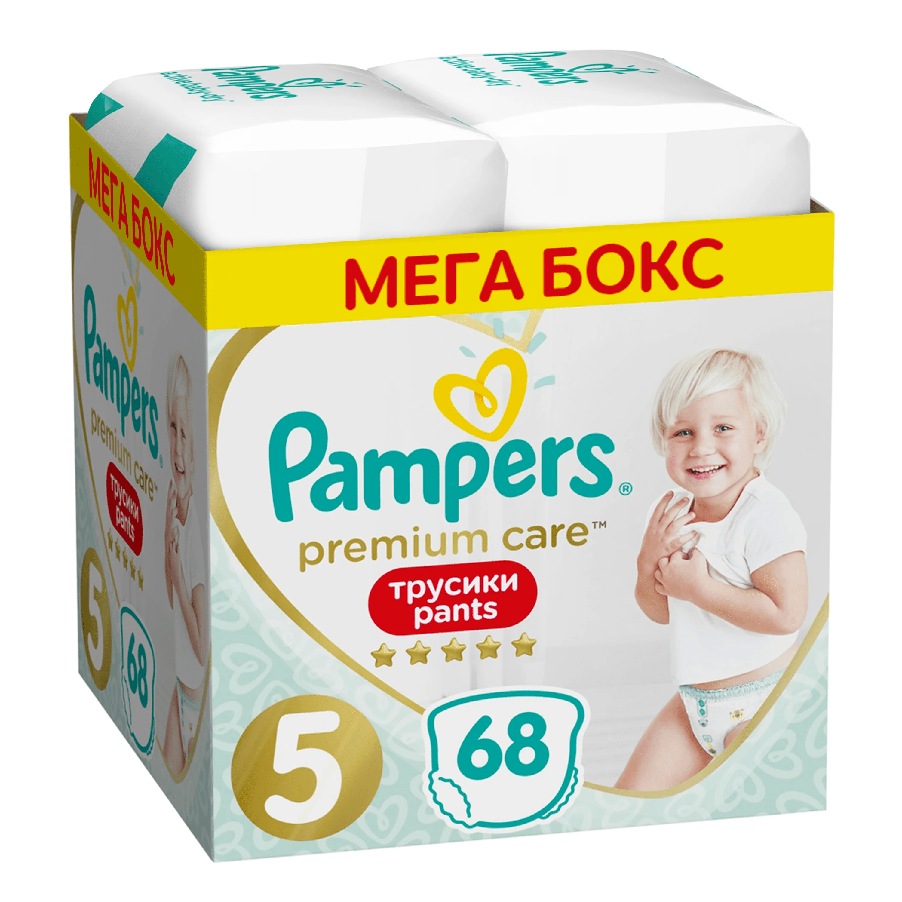 Трусики Pampers Premium Care Размер 5 12-17кг 68 шт.(Monthly Pack) | Мать и