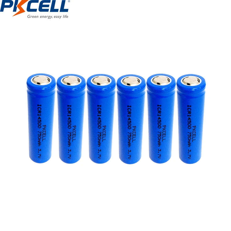 PKCELL аккумулятор 14500 750mAh 3,7 V литий-ионная батарея литиевый элемент AA батарея для светодиодных фонарей, налобный фонарь, мышь