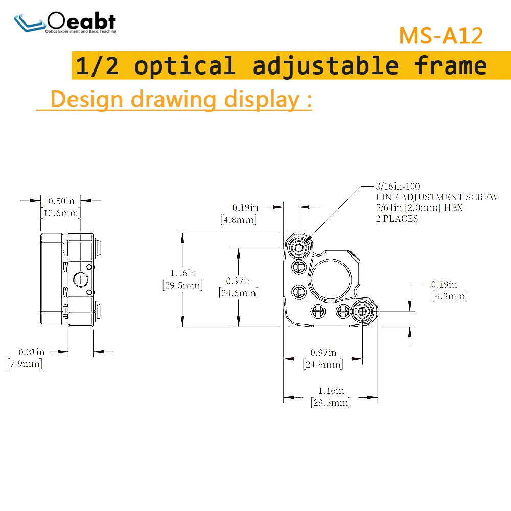2inch optical adjustment frame adjustable frame optical element mount