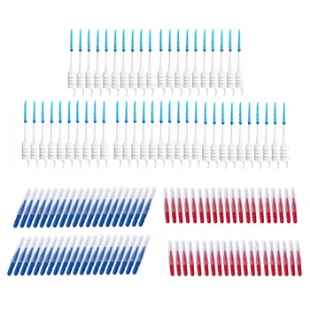 

250pcs Interdental Brushes Teeth Floss Pick Dental Care Brushes Interdental Cleaners (50pcs Interdental Brushes + 200pcs Silicon