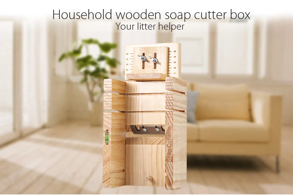Household Wooden Soap Cutter Box Pine Material Balancing Apparatus Accurate Wire Cutting Adjustable Front Board