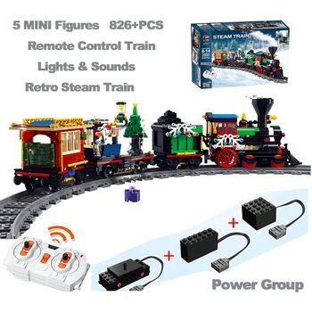 

826 PCS Christmas Train Set Railway Track Bricks Toy For Boys Kids Xmas Tree Gift 2.4G RC Steam Train LegoINGlys Building Blocks