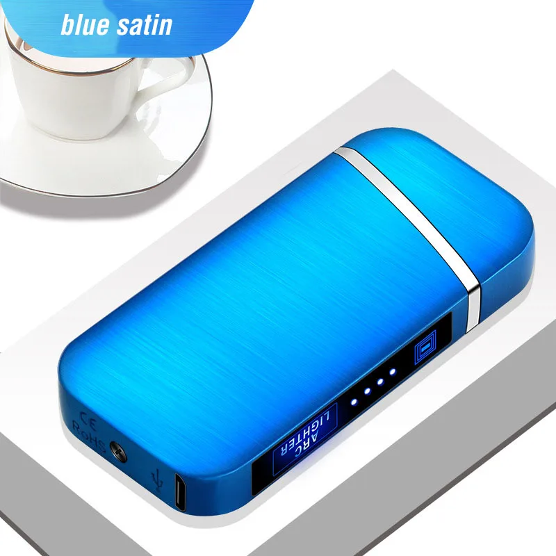 Электрическая зажигалка с подключением к USB Finger print Touch Fire электронная плазменная двойная дуговая Зажигалка ветрозащитные металлические зажигалки для сигарет мужские гаджеты - Цвет: Touch Blue