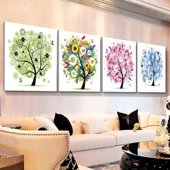 

4Pcs 5D Diamond Painting Special Shaped Diamond Painting Embroidery Four Seasons Tree Drill Diy Paintings
