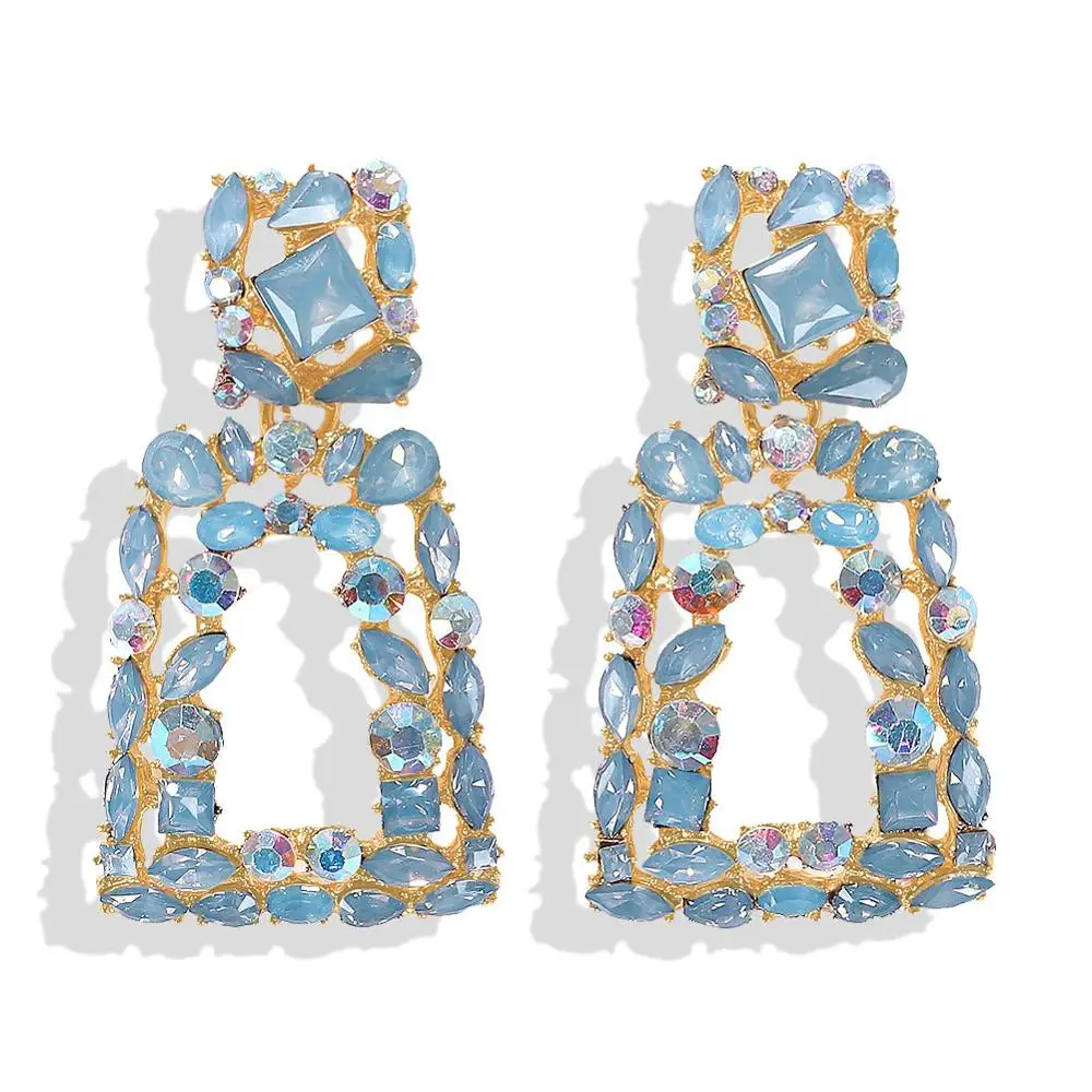 Miwens Дизайн Романтические Кристальные красочные серьги с квадратной подвеской женские металлические стразы массивные серьги ювелирные изделия Pendientes - Окраска металла: 17