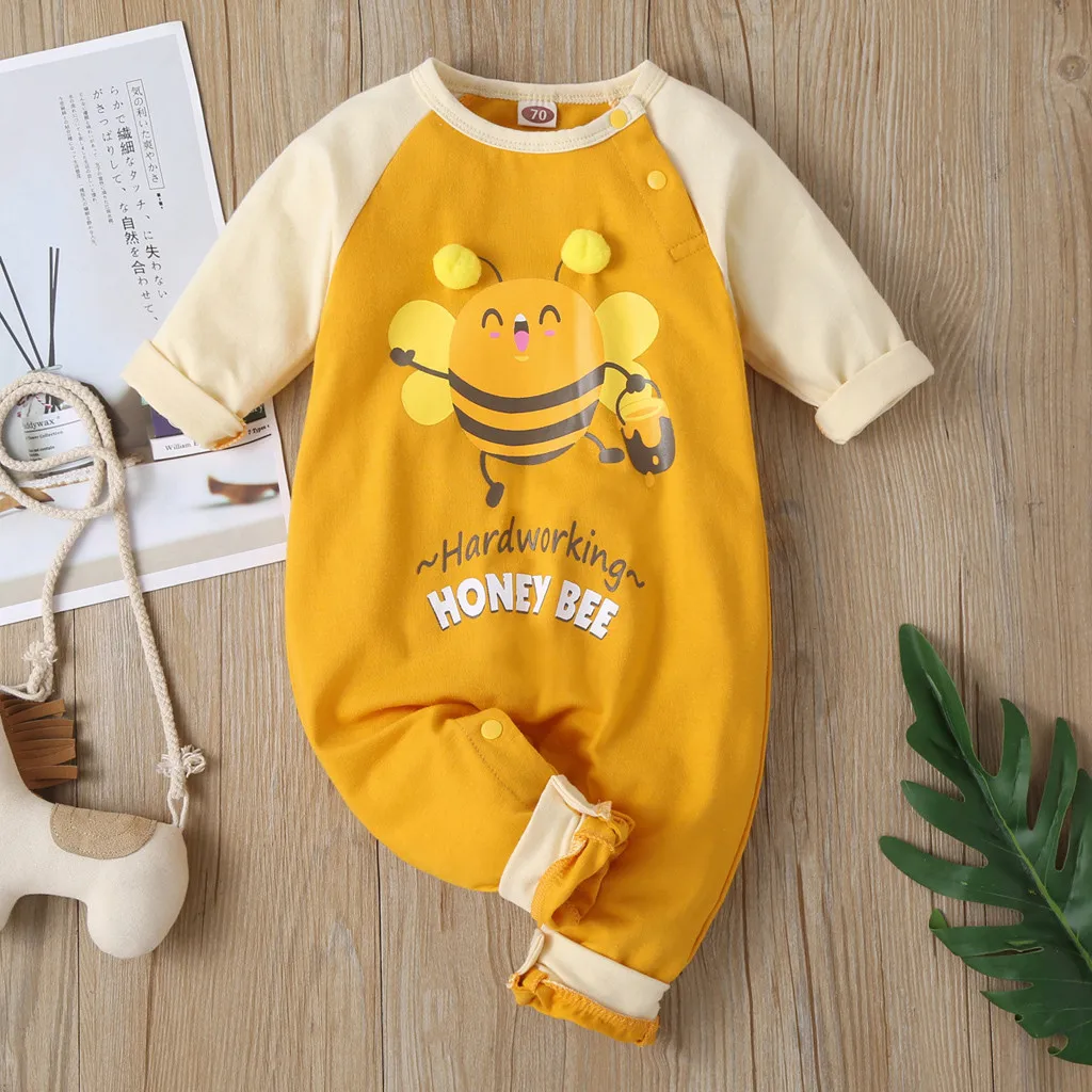 New baby jumpsuit long-sleeved spring and autumn models cartoon little raccoon letter printed striped robe romper детские вещи 5 |
