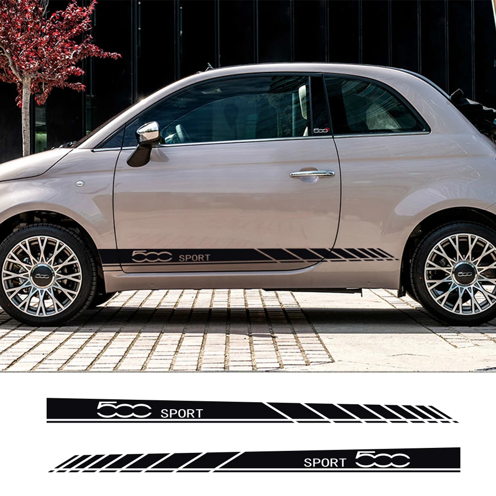 2 шт. Авто Виниловая пленка наклейки для Fiat 500 Авто длинные боковые полосы наклейки DIY Стайлинг декорация для автомобилей Тюнинг аксессуары