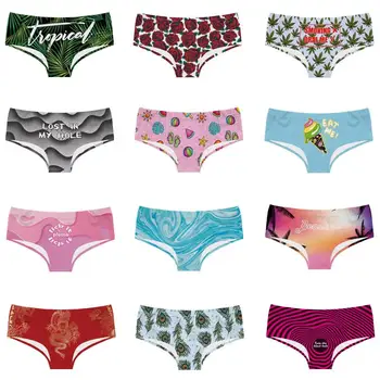 

Personalized Creative Custom Printed Underwear Seamless Breathable Ladies Panties Low Waist Sexy Briefs Wholesale
