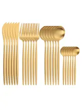  SPKLIFEY Gold Cutlery 24 Pcs Golden Cutlery Set Stainless Steel Dinnerware Set Spoon Set Tableware Forks Knives Spoons New 