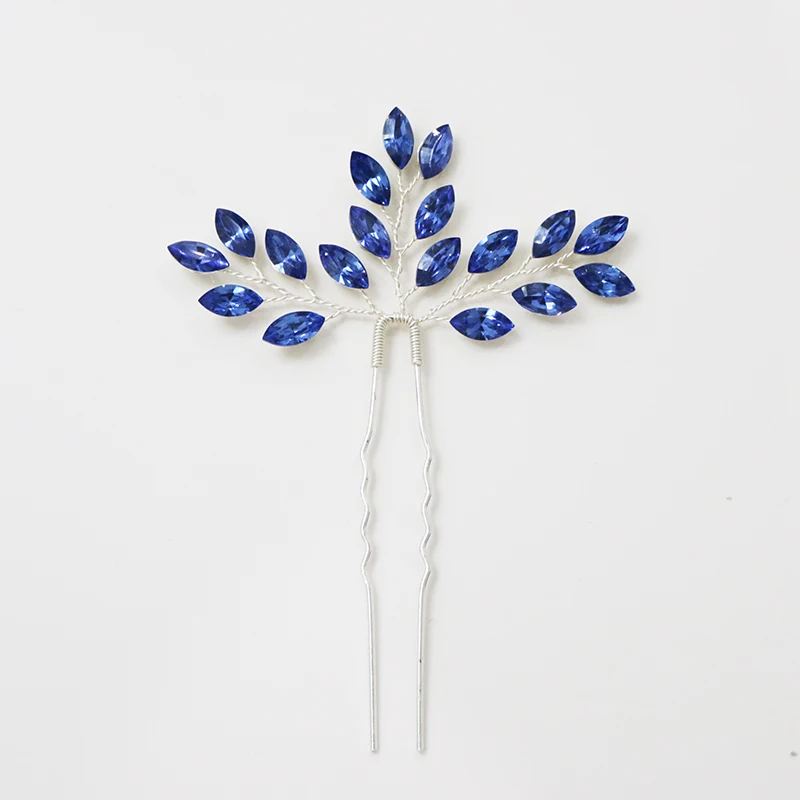 New Arrival Blue Color Rhinestone Bridal Hair Pins Clip Wedding Jewelry Accessories Handmade Head Decoration Ornament | Украшения и