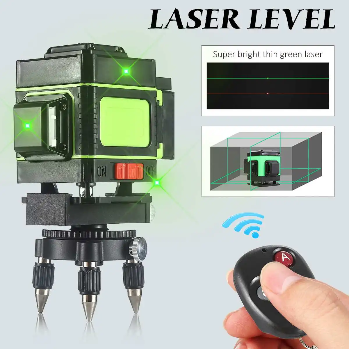 

3D Waterproof 12-LineLaser Level 360 Degree Rotation Horizontal and Vertical Cross Automatic Leveling Laser Tool With Base