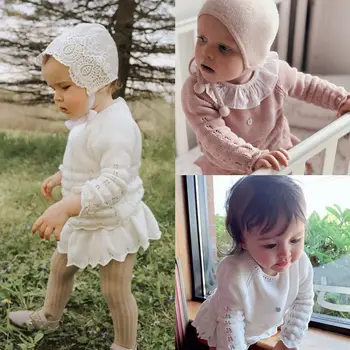 

Baby Girl Clothes Ruffle Princess Spring Knitted Baby Clothes Handmade Newborn Baby Clothing Set For Girl Baby Sweater+Pants Set