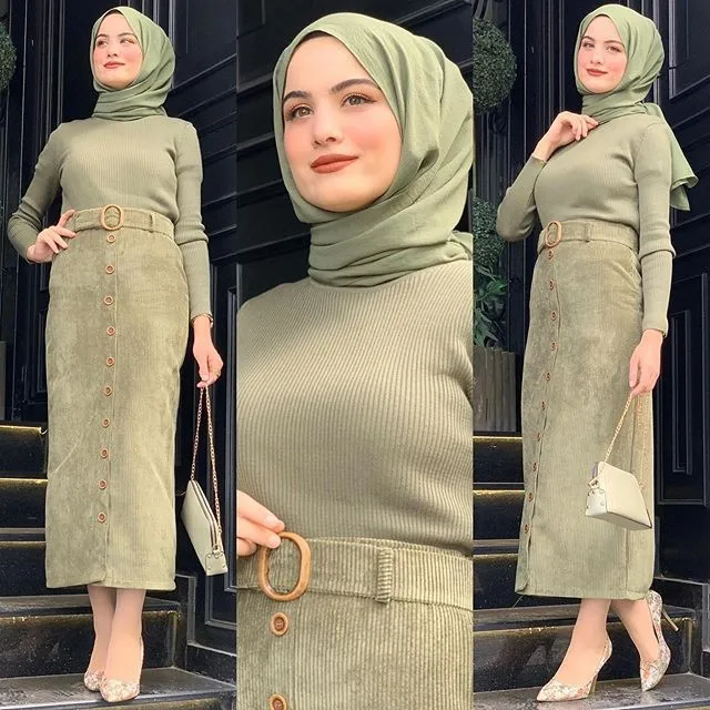 Muslim Ladies Skirt African Dress African New Fashion Corduroy Slim Skirt Dubai Malaysia Indonesia Turkey Elegant Party Skirt