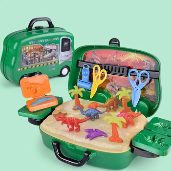 

Children Play House Fruit And Vegetable Supermarket Diy Color Mud Dinosaur World Toy Set Puzzle Portable Box Packaging Kid Toy