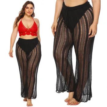 

Plus Size Cover Up Beach Woman 2020 Swimsuit Dress Women's Outings With Free Shipping Knitting Pure Color Hollow Out Sexy