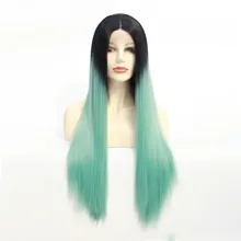 Ombre зеленый прямой длинный мягко дешевый синтетический парик на кружеве натуральный черный зеленый термостойкий мягкий парик для черных женщин
