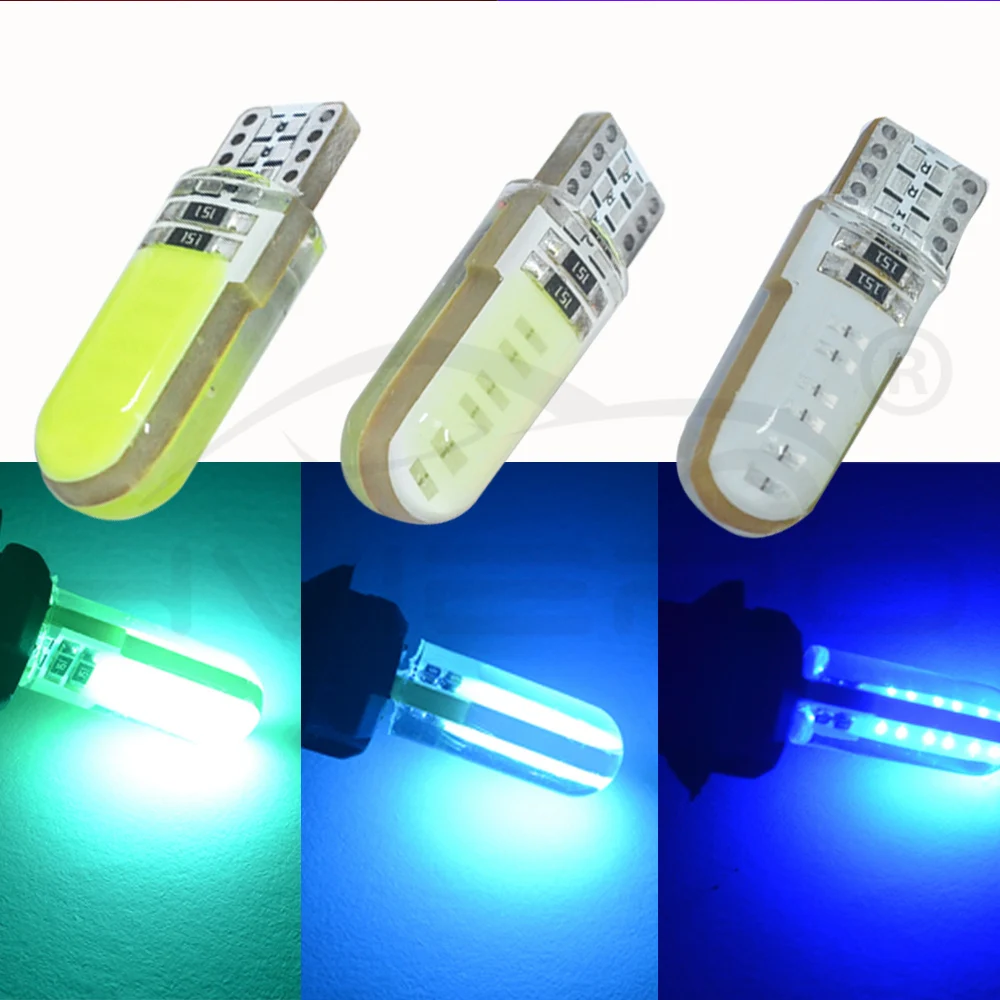 Hviero T10 W5W Red COB LED Silicagel Waterproof 194 501 Wedge Led Car Marker Light Reading Dome Lamp Auto Parking Bulbs for lada DC 12V