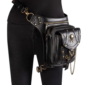 

2019 New Women Punk retro locomotive bag lady Rivet shoulder Crossbody Bags High Quality Waist Bags c223