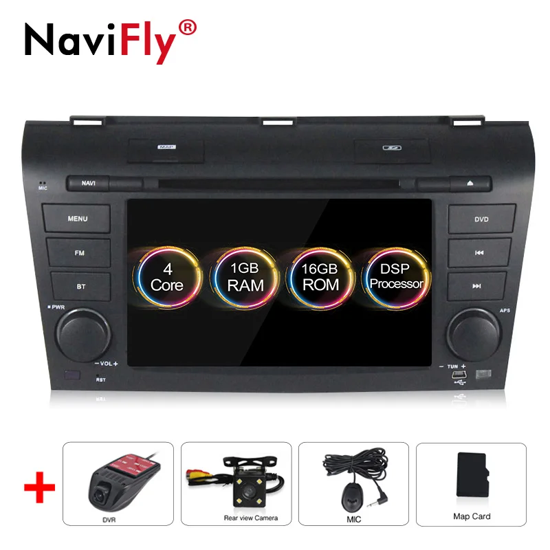 1GB-16GB-Camera-DVR NaviFly 2 ГБ+ 32 ГБ DSP Android 9,0 автомобильный dvd радио плеер для Mazda 3 2004-2009 Автомобильный мультимедийный gps навигационный плеер wifi Bluetooth - Цвет: 1GB-16GB-Camera-DVR