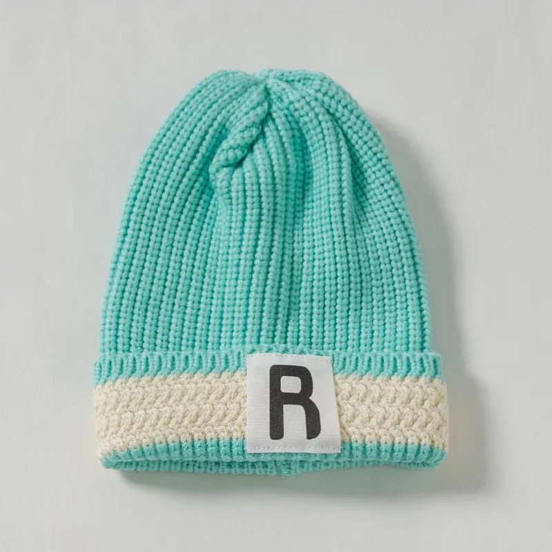 R-01 lake blue Детские тёплые вязаные шапки, шапки, Новая мода на осень-зиму г., шерстяные шапки ярких цветов для мальчиков и девочек - Цвет: R-01 lake blue