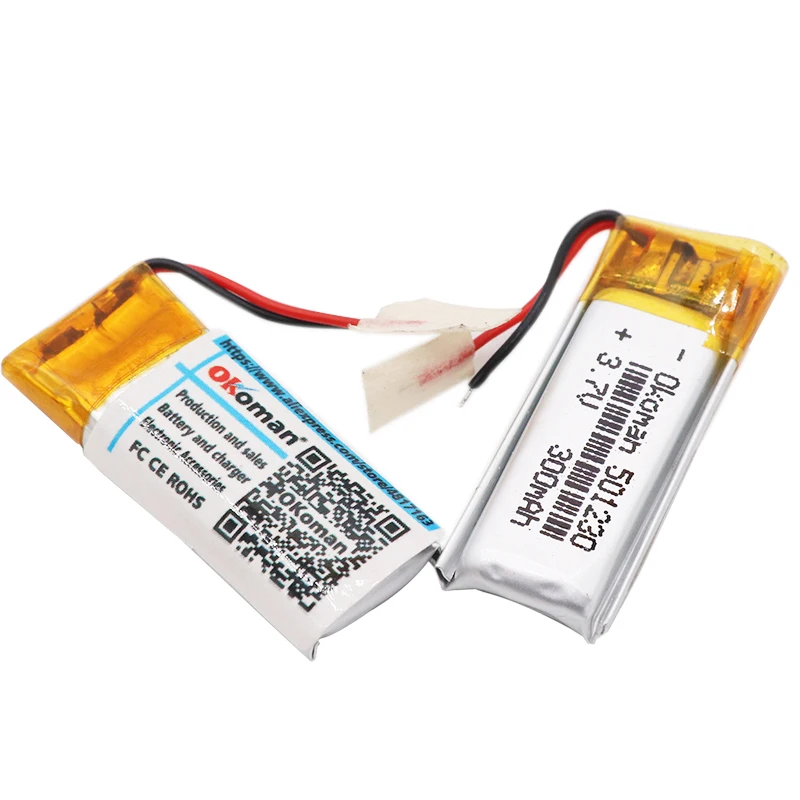 Новинка 3,7 V 300mAh 501230 полимерная перезаряжаемая батарея Lipo cells для мобильных Bluetooth наушников с динамиком MP3MP4