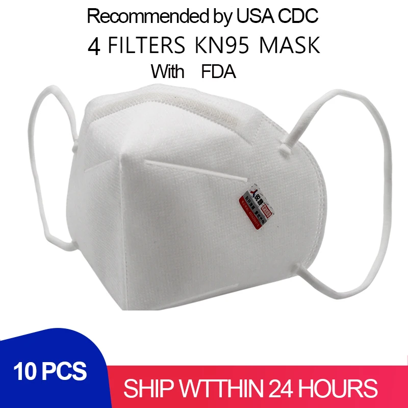 

10 Pcs KN95 Mask 95% Filtration Cotton Mouth Mask Anti Bacterial Dust Protection 4 Filters against Droplet Mask Unisex 20 Reuses