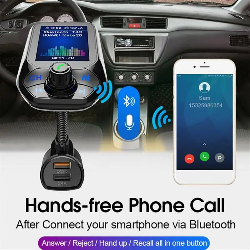 Автомобильный MP3-плеер, Bluetooth, прикуриватель, зарядное устройство, авто, двойной USB, зарядка, руки-свободные, воспроизведение музыки, телефонный звонок, CVC, шумоподавление