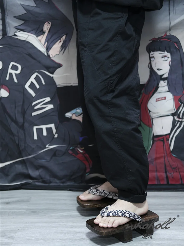 Japanischen Samurai Holz Geta Clogs Schuhe Mann Frauen Flip-Flops Sommer Slipper Anime Cosplay Schuh Unisex Sandalen – Detail 24