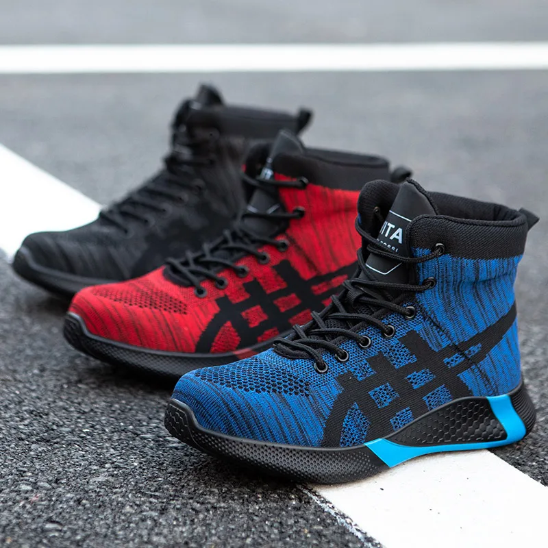 

Safety Shoes Men Work Boots Steel Toe Shoes Puncture-Proof Work Shoes High Top Sneakers Men Safety Boots Breathable Men's Boots