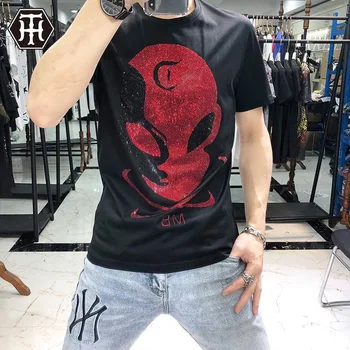

2020 Good Quality Summer Popular T-shirt Men Mercerized Cotton Hot Drill Short Sleeve Men Ice Silk T-shirt Fashion Men Clothing