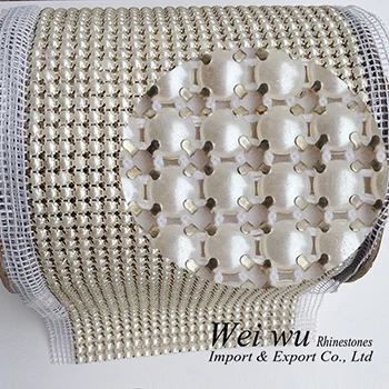 

18ss 5 Yards 24 Rows Sewing Accessories Clear Crystal Pearls Rhinestone Mesh Trimming