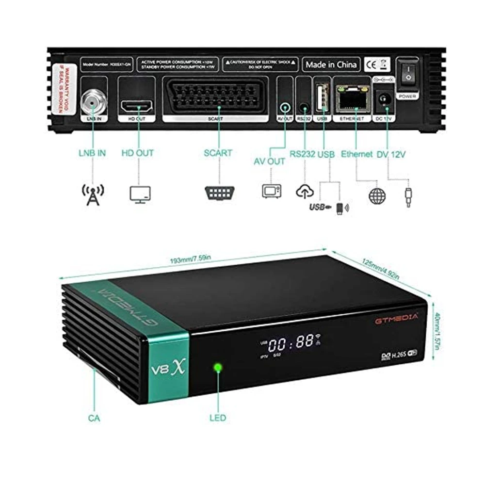 Receptor de Decodificador de Satélite Atualizado por Gtmedia Embutido sem Aplicativo Novo Gtmedia Nova Dvb-s2 Freesat v9 Super H.265 hd Wi-fi V8x v8 - Image 4